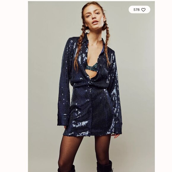 FREE PEOLE‎ Sophie Sequin Mini Dress Size S damaged WITH TAG - Picture 1 of 13